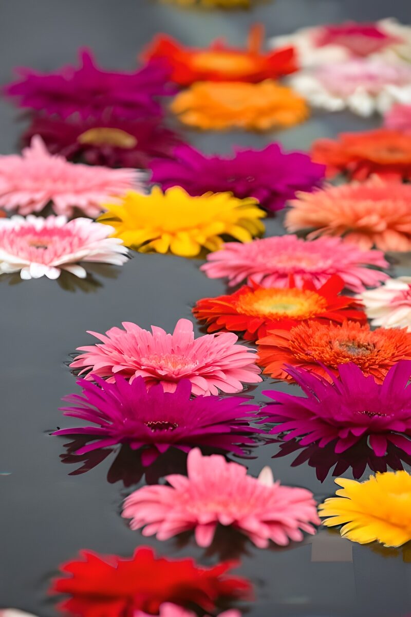 Vibrant Flower Petals on Water