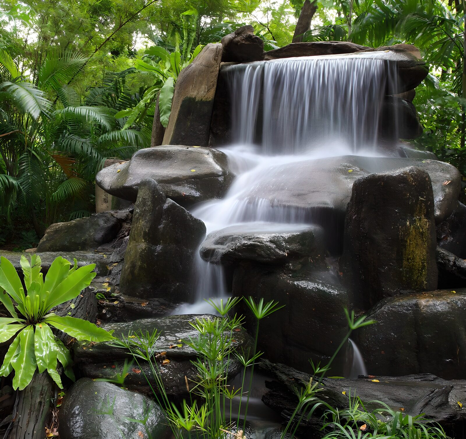 Tranquil Cascades in Lush Greenery