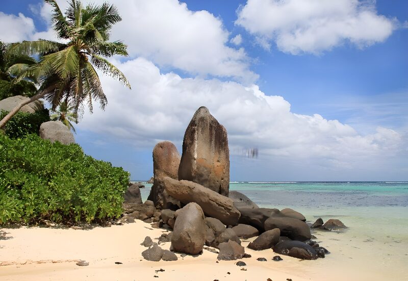 Tropical Beach with Rocky Outcrops