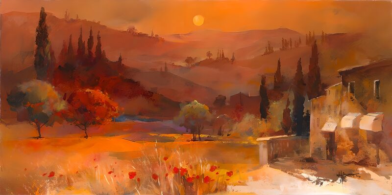 Golden Sunset Over Serene Hills