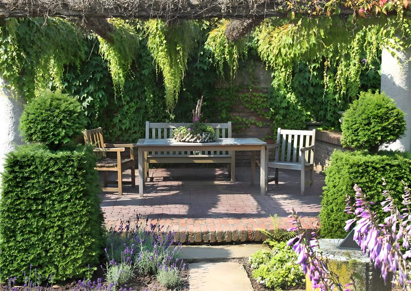 Serene Garden Retreat with Seating Area