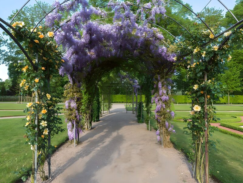 Flower-Laden Garden Pathway
