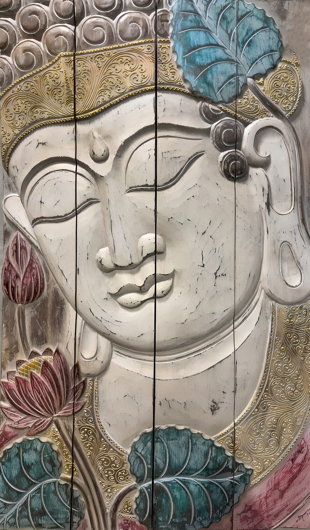 Serene Buddha Wood Carving